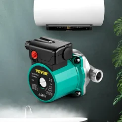 VEVOR Hot Water Recirculating Pump, 93W, 110V Water Circulator Pump, Circulation Pump, 3/4″ G Thread to 1/2″ NPT Brass Adapter, Stainless Steel Head, 3 Speed Control for Electric Water Heater System