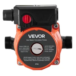 VEVOR Hot Water Recirculating Pump, 10 GPM, Instant Circulation Circulator Pump System, 3-Speed Control, 0.13 HP, 110-120V, NPT 3/4 in to NPT 1/2 in Adapter, Cast Iron Head, for Water Heater System