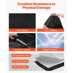 VEVOR House Wrap, 4 x 250 ft, 0.17 mm Thick Vapor Barrier, Heavy Duty Plastic Sheeting for Tear-resistant, Drop Cloth Vapor Barrier Covering for Residential & Commercial Construction, Black