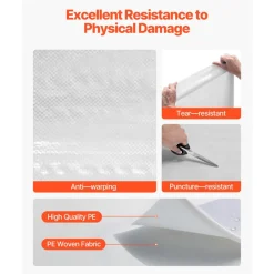 VEVOR House Wrap, 4.5 x 150 ft, 0.13 mm Thick Vapor Barrier, Heavy Duty Plastic Sheeting for Tear-resistant, Drop Cloth Vapor Barrier Covering for Residential & Commercial Construction, White