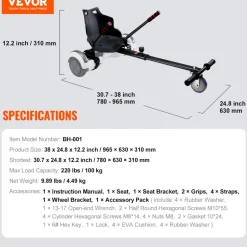 VEVOR Hoverboard Seat Attachment(Not included hoverboards), Compatible with All 6.5