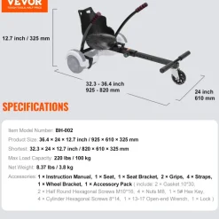 VEVOR Hoverboard Seat Attachment(Not included hoverboards), for 6.5