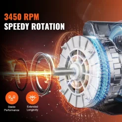 VEVOR 3.7HP Air Compressor Motor, 3450RPM Electric Motor, 230V 17.2 Amps, 5/8" Keyed Shaft 56 Frame, 1.88" Shaft Length, Single Phase, CCW/CW Rotation (Factory Setting is CCW)