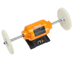 VEVOR 1/2HP Bench Buffer Polisher, 8-inch Bench Polishing Buffing Machine, 1725RPM/3450RPM Dual Speed Benchtop Polisher with 2PCS Cotton Wheels & Cast Iron Base for Metal, Jewelry, Wood Polishing