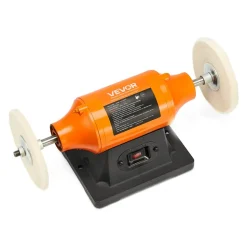 VEVOR 1/2HP Bench Buffer Polisher, 6-inch Bench Polishing Buffing Machine, 3450RPM Single Speed Benchtop Polisher with 2PCS Cloth Wheels & Cast Iron Base for Metal, Jewelry, Wood Polishing