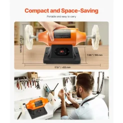 VEVOR 1/2HP Bench Buffer Polisher, 6-inch Bench Polishing Buffing Machine, 3450RPM Single Speed Benchtop Polisher with 2PCS Cloth Wheels & Cast Iron Base for Metal, Jewelry, Wood Polishing