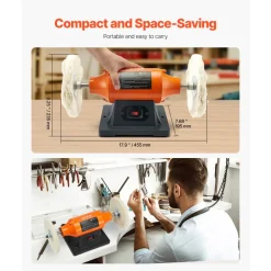 VEVOR 3/4HP Bench Buffer Polisher, 8-inch Bench Polishing Buffing Machine, 3450RPM Single Speed Benchtop Polisher with 2PCS Cloth Wheels & Cast Iron Base for Metal, Jewelry, Wood Polishing