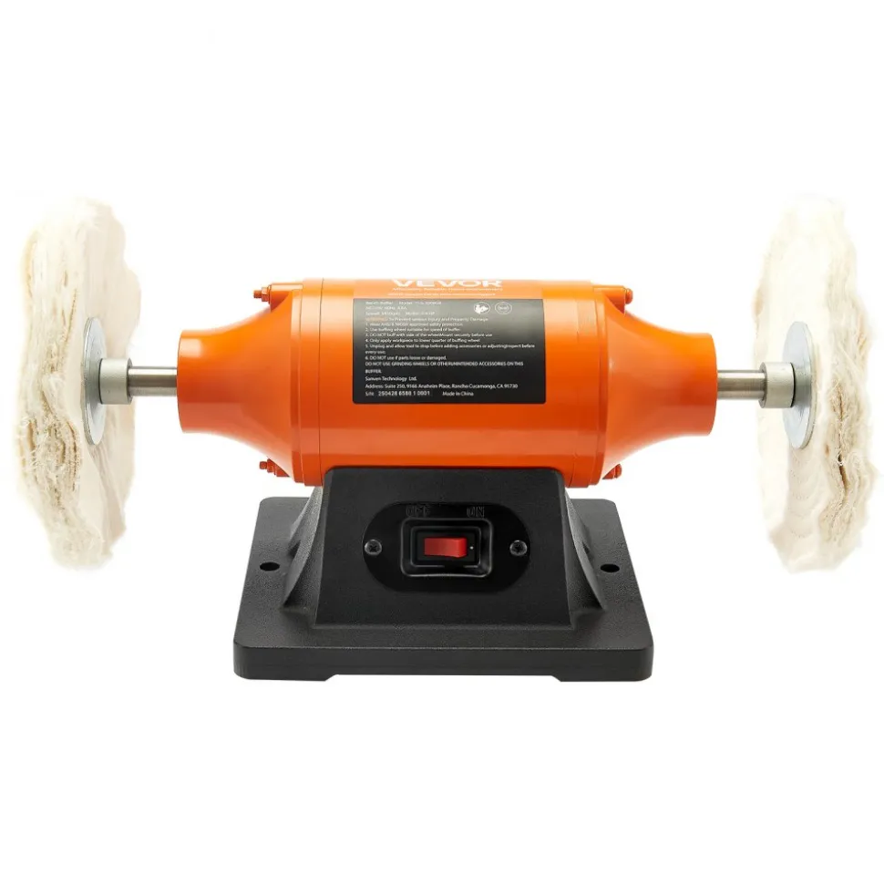 VEVOR 3/4HP Bench Buffer Polisher, 8-inch Bench Polishing Buffing Machine, 3450RPM Single Speed Benchtop Polisher with 2PCS Cloth Wheels & Cast Iron Base for Metal, Jewelry, Wood Polishing