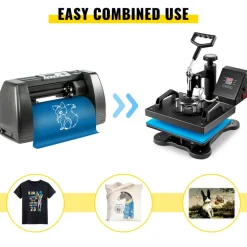 VEVOR HP230-B 12"x10" Dual Digital T-Shirt Heat Press Machine + 14" Vinyl Cutting Plotter With SIGNMASTER Software