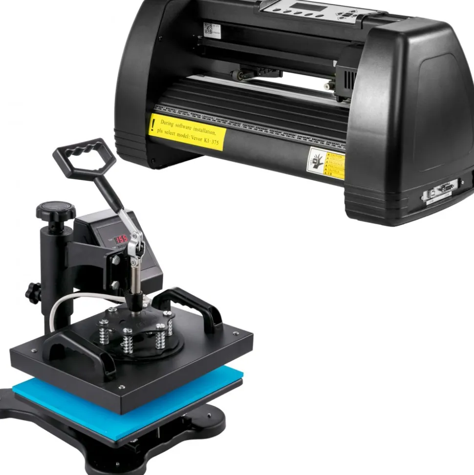 VEVOR HP230-B 12"x10" Dual Digital T-Shirt Heat Press Machine + 14" Vinyl Cutting Plotter With SIGNMASTER Software