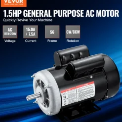 VEVOR 2HP Electric Motor 3450 rpm, AC 230V/460V, 56C Frame, Air Compressor Motor 3-Phase, 5/8
