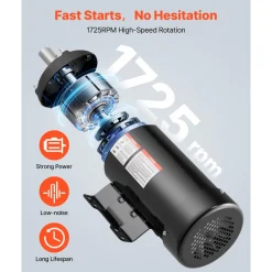 VEVOR 5 HP Electric Motor, 1725RPM Air Compressor Motor, CW/CCW Rotation, 1.125 inch Shaft Diameter, 2.75inch Shaft Length, 20.7N.m Torque, Three-Phase, TEFC Cooling, 230V/460V, 184T Frame