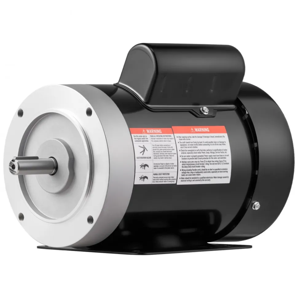 VEVOR 0.5 HP Electric Motor, 1725RPM Air Compressor Motor, CW/CCW Rotation, 5/8 inch Shaft Diameter, 1.88inch Shaft Length, 2.07N.m Torque, Single-Phase, TEFC Cooling, 115V/230V, 56 Frame