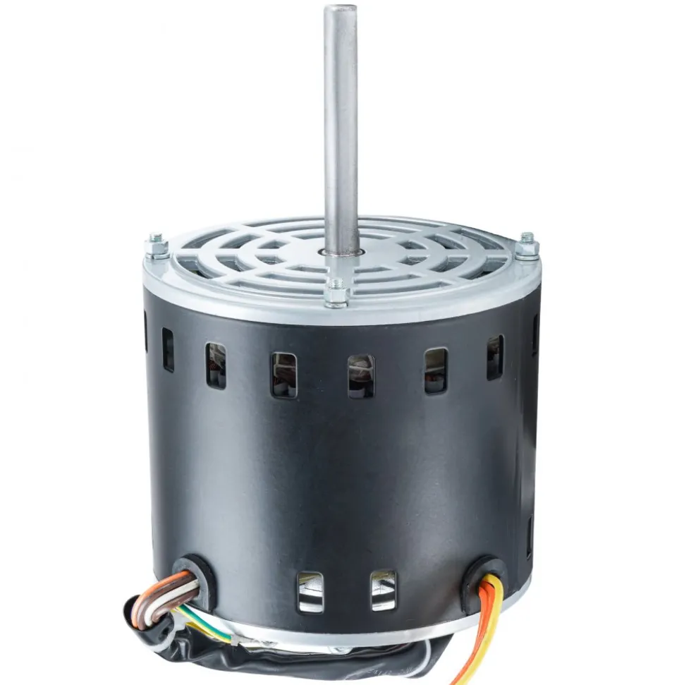 VEVOR 3/4HP Furnace Blower Motor, 208/230V 3.85Amps, 1075RPM 5 Speeds, CW/CCW Rotation, 48 Frame 4.8" Shaft Length, 10μF/450V Capacitor + 11" Hold Hoop