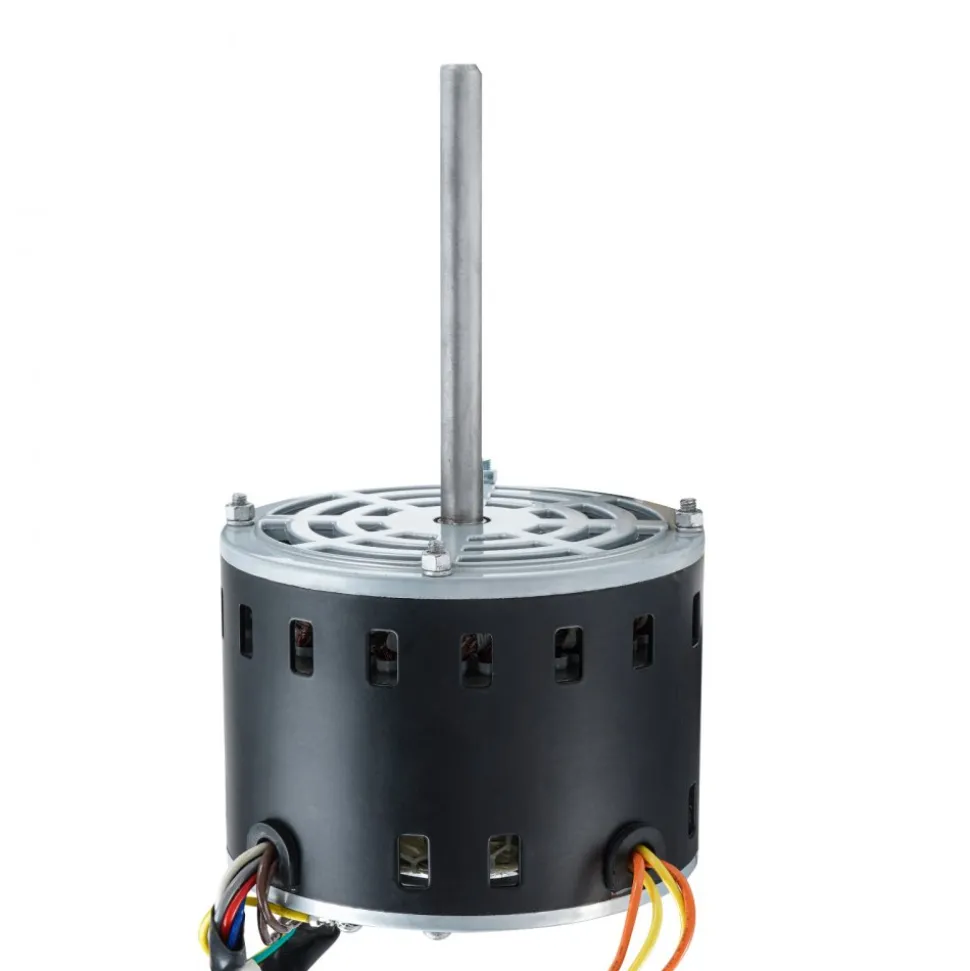 VEVOR 1/3HP Furnace Blower Motor, 110/120V 4.4Amps, 1075RPM 4 Speeds, CW/CCW Rotation, 48 Frame 5.2" Shaft Length, 5μF/370V Capacitor + 11" Hold Hoop