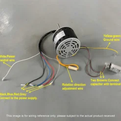 VEVOR 1/3HP Furnace Blower Motor, 110/120V 4.4Amps, 1075RPM 4 Speeds, CW/CCW Rotation, 48 Frame 5.2