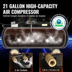VEVOR 7HP Gas Powered Air Compressor, 13.2 Gallon Horizontal Air Compressor Tank, 9CFM@115PSI Gas Driven Piston Pump Air Compressed System with 115PSI Max Pressure for Construction Sites Workshop