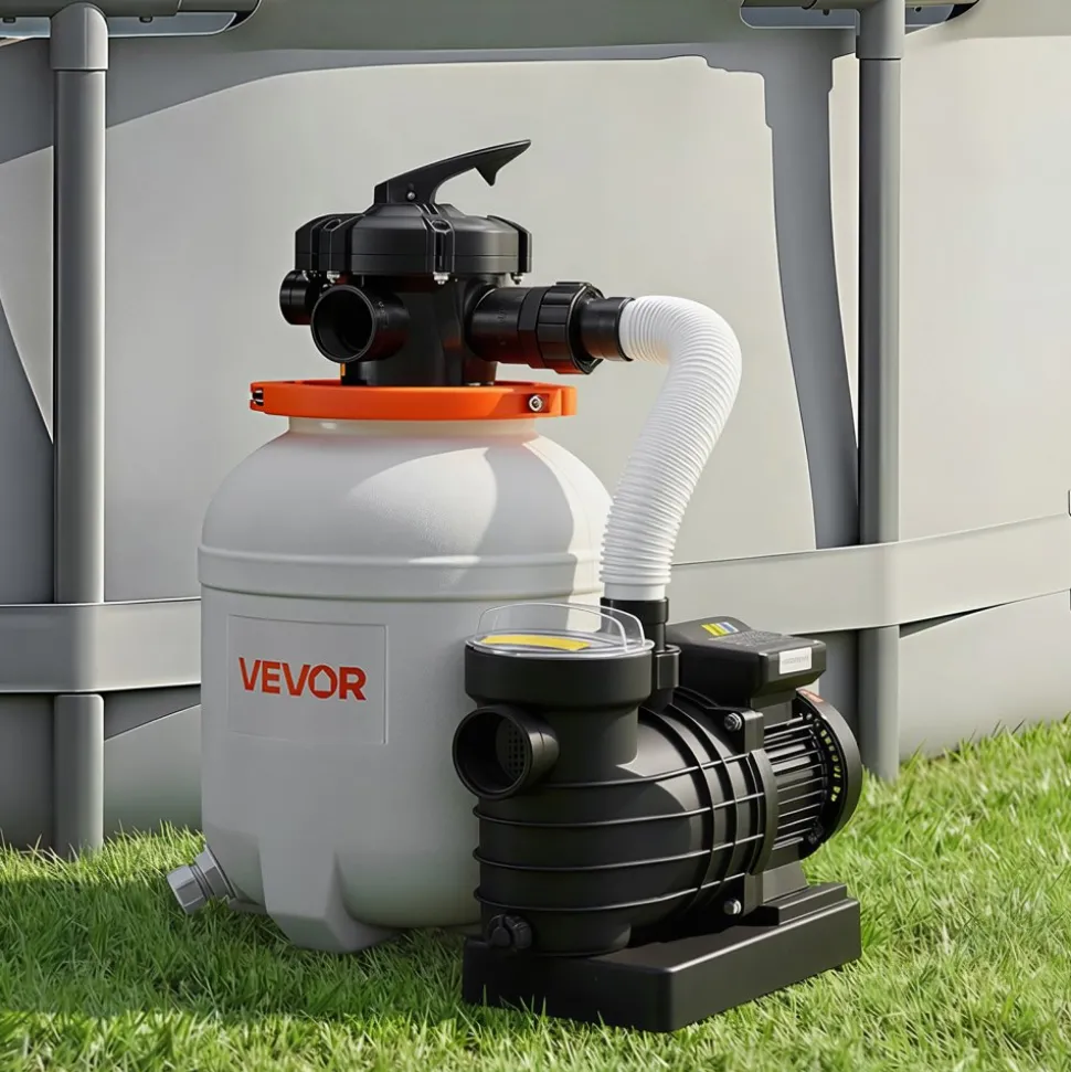 VEVOR 0.5 HP 3000 GPH FlashPure Sand Filter Pump, 12 Inch Swimming Pool Pump, 6X Faster Filtration, Leak-Proof Design, Pre-Loaded Media with Timer, Filtration & Clarity, Out of Box Use for Above Ground Pool
