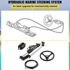 VEVOR 300HP Hydraulic Boat Steering Kit, Hydraulic Steering Helm Pump, Aluminum Alloy Steering Cylinder, 13.5