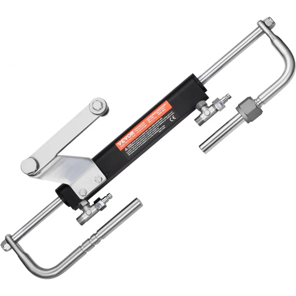 VEVOR 90HP Hydraulic Outboard Steering Kit, Marine Boat Hydraulic Steering System with 13.5-inch Steering Wheel, Helm Pump, Hydraulic Cylinder & 2PCS 26FT Hoses for Single Station Single-Engine Boats