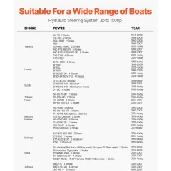 VEVOR 150HP Hydraulic Outboard Steering Kit, Marine Boat Hydraulic Steering System with 13.5-inch Steering Wheel, Helm Pump, Hydraulic Cylinder & 2PCS 26FT Hoses for Single Station Single-Engine Boats
