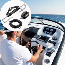 VEVOR 150HP Hydraulic Outboard Steering Kit, Marine Boat Hydraulic Steering System with 13.5-inch Steering Wheel, Helm Pump, Hydraulic Cylinder & 2PCS 26FT Hoses for Single Station Single-Engine Boats