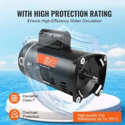 VEVOR 0.75 HP Pool Pump Motor, 56J Frame, 115V(8 Amps)/230V(4 Amps) 3450 RPM, 60Hz, 1.5 Service Factor, 80μF/250V Capacitor, CCW Rotation Round Flange Replacement Motor