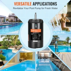 VEVOR 0.75 HP Pool Pump Motor, 56J Frame, 115V(8 Amps)/230V(4 Amps) 3450 RPM, 60Hz, 1.5 Service Factor, 80μF/250V Capacitor, CCW Rotation Round Flange Replacement Motor