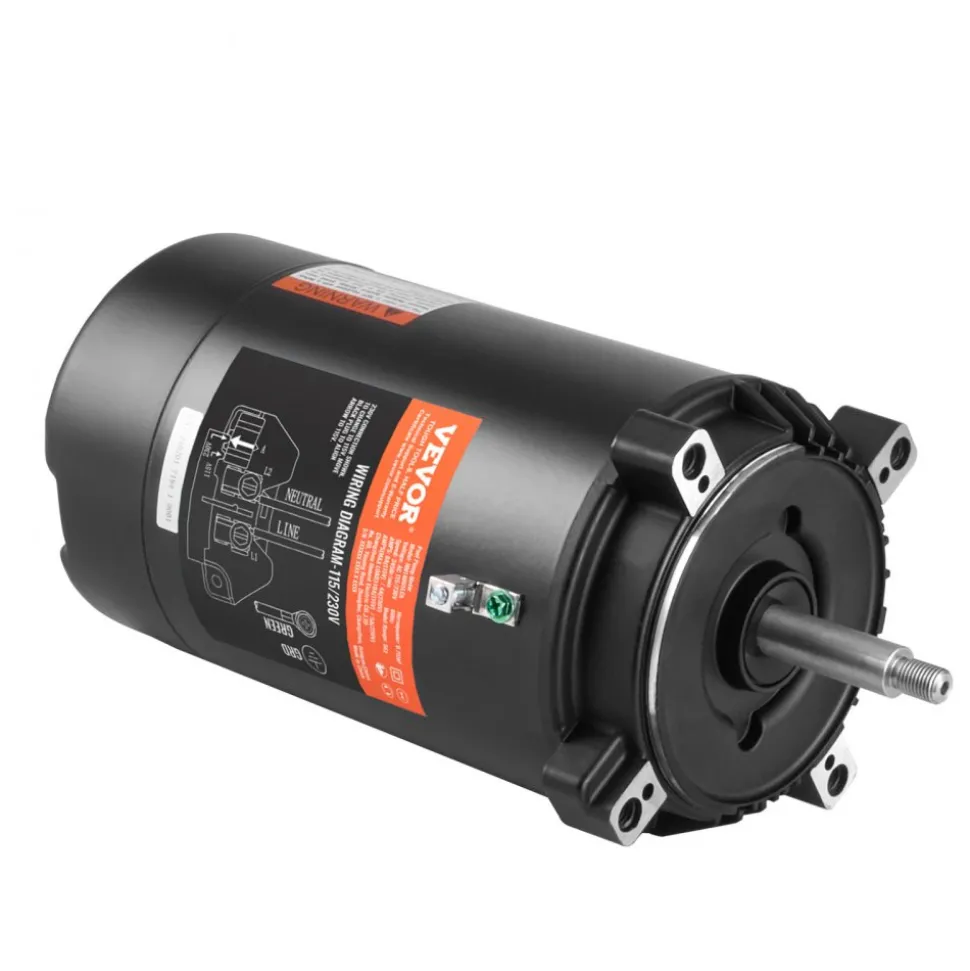 VEVOR 0.75 HP Pool Pump Motor, 56J Frame, 115V(8 Amps)/230V(4 Amps) 3450 RPM, 60Hz, 1.5 Service Factor, 80μF/250V Capacitor, CCW Rotation Round Flange Replacement Motor