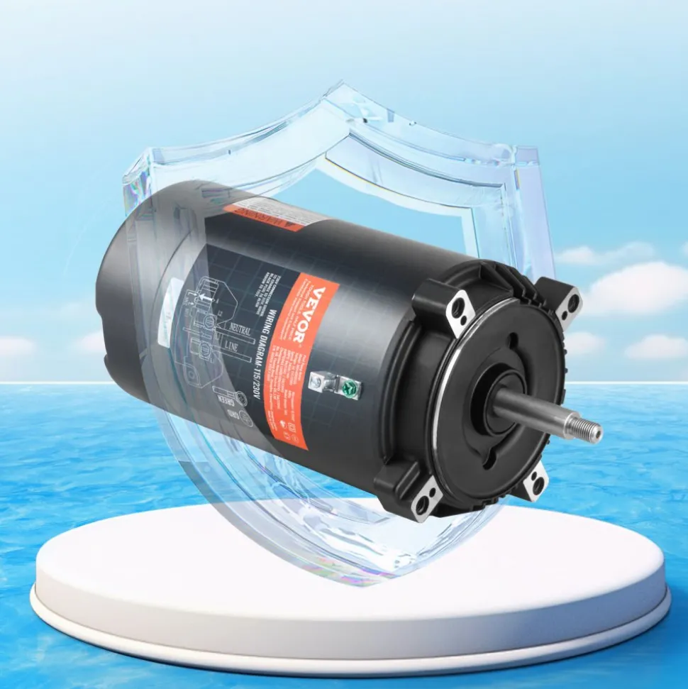 VEVOR 0.75 HP Pool Pump Motor, 56J Frame, 115V(8 Amps)/230V(4 Amps) 3450 RPM, 60Hz, 1.5 Service Factor, 80μF/250V Capacitor, CCW Rotation Round Flange Replacement Motor