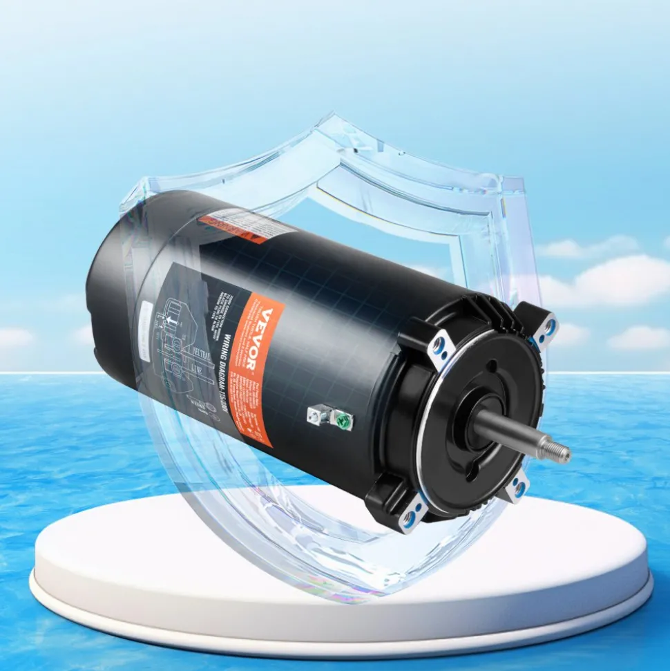 VEVOR 1.5 HP Pool Pump Motor, 56J Frame, 115V(13.6 Amps)/230V(6.8 Amps) 3450 RPM, 60Hz, 1.3 Service Factor, 90μF/250V Capacitor, CCW Rotation Round Flange Replacement Motor