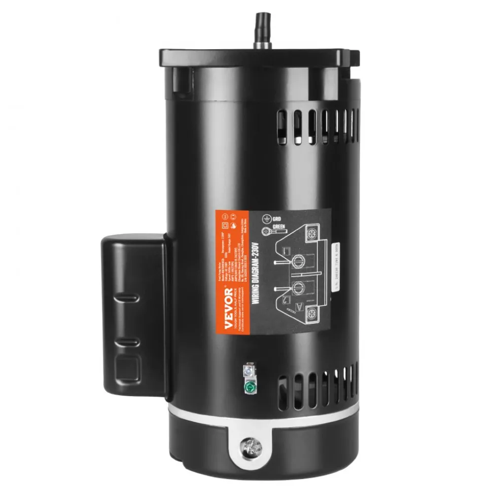 VEVOR 2 HP Pool Pump Motor, 56Y Frame, 230V (7.8 Amps) 3450 RPM, 60Hz, 1.3 Service Factor, 50μF/250V Capacitor, CCW Rotation Square Flange Replacement Motor