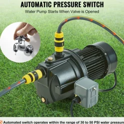 VEVOR 1HP Premium Cast Iron Shallow Well Jet Water Pump, 115 Volt, 17.6 GPM 164 FT Maximum Head Irrigation Water Pump, for Agricultural Garden Irrigation System High-Rise Water Supply Shower Booster