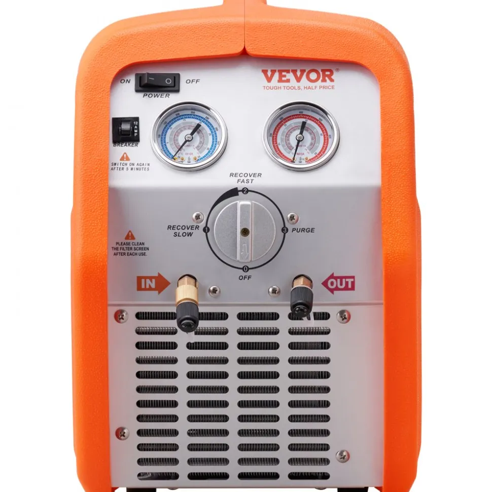VEVOR 3/4 HP Refrigerant Recovery Machine - Portable AC Recovery Machine with High Pressure Protection, 120V 60Hz Refrigerant Recycle Machine HVAC for Car Air Conditioning, Vapor Liquid Refrigerant