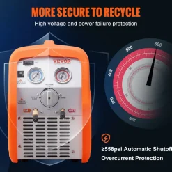 VEVOR 3/4 HP Refrigerant Recovery Machine - Portable AC Recovery Machine with High Pressure Protection, 120V 60Hz Refrigerant Recycle Machine HVAC for Car Air Conditioning, Vapor Liquid Refrigerant