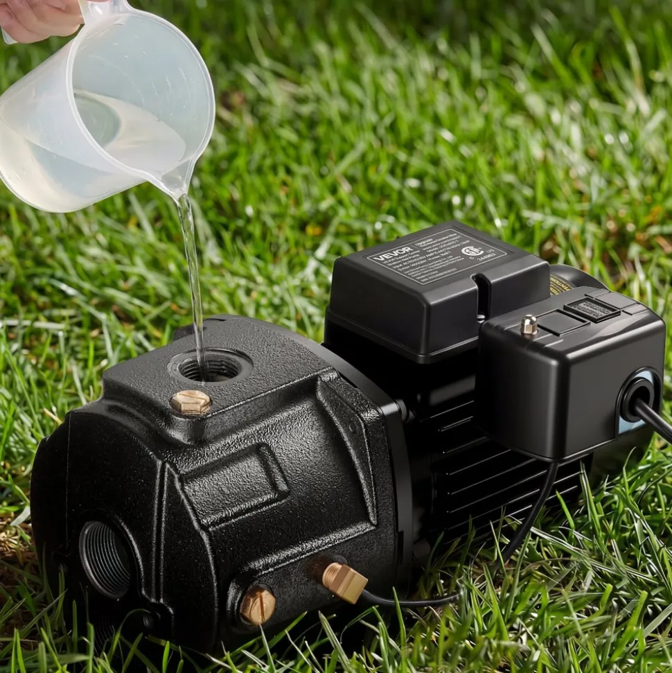 VEVOR 1 HP Shallow Well Jet Pump, AC 115/230 Volt, 1400 GPH Dual Voltage Cast Iron Well Jet Pump, with 164 ft Max Head Lift, Automatic Pressure Switch, for Garden Irrigation Lawn Sprinkler System