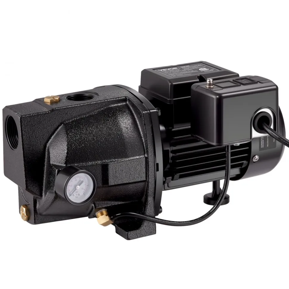 VEVOR 1/2 HP Shallow Well Jet Pump, AC 115/230 Volt, 790 GPH Dual Voltage Cast Iron Well Jet Pump, with 147 ft Max Head Lift, Automatic Pressure Switch, for Garden Irrigation Lawn Sprinkler System