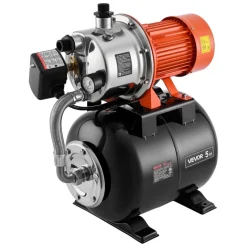 VEVOR 1.6 HP Shallow Well Pump with Pressure Tank, 120V 1320 GPH, Stainless Steel Irrigation Jet Pump with 5-Gal Pressure Tank, Automatic Water Booster System, for Home Garden Lawn, Potable Water