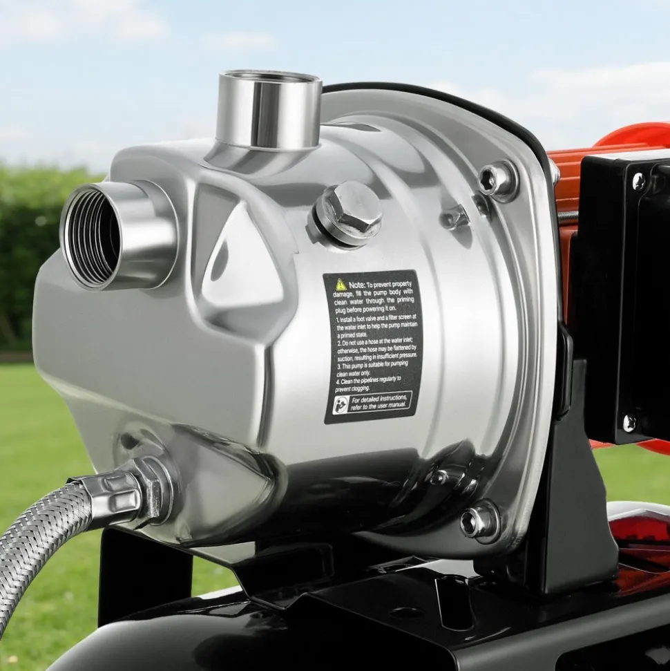 VEVOR 1 HP Shallow Well Pump with Pressure Tank, 120V 1000 GPH, Stainless Steel Irrigation Jet Pump with 5-Gal Tank, Automatic Water Booster System, 20/40 PSI Pressure Switch, for Home Garden Lawn