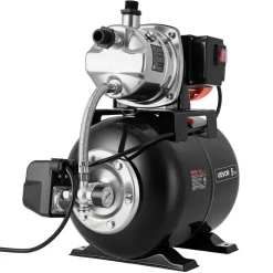 VEVOR 1 HP Shallow Well Pump with Pressure Tank, 120V 1000 GPH, Stainless Steel Irrigation Jet Pump with 5-Gal Tank, Automatic Water Booster System, 20/40 PSI Pressure Switch, for Home Garden Lawn