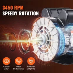 VEVOR 2HP SPL Air Compressor Electric Motor, 115/230V, 20/10 Amps, 56 Frame 3450RPM, 5/8