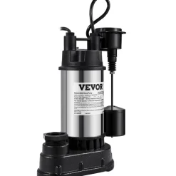 VEVOR 1.5 HP Submersible Cast Iron and Steel Sump Pump, 6000 GPH Submersible Water Pump with Integrated Vertical Float Switch, for Basement Water Basin and Flooding Area Tested to UL Standards