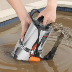 VEVOR 0.68 HP Submersible Sump Pump, 4000 GPH, Stainless Steel Submersible Sewage Dirty Clean Water Pump with Automatic Float Switch, Long Cord, 30 ft Max Lift, for Pools, Garden, Flooded Basement