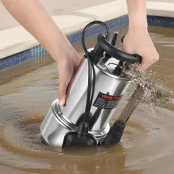 VEVOR 1 HP Submersible Sump Pump, 5500 GPH, Stainless Steel Submersible Sewage Dirty Clean Water Pump with Automatic Float Switch, Long Cord, 30 ft Max Lift, for Pools, Garden, Pond, Flooded Areas