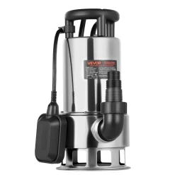 VEVOR 1 HP Submersible Sump Pump, 5500 GPH, Stainless Steel Submersible Sewage Dirty Clean Water Pump with Automatic Float Switch, Long Cord, 30 ft Max Lift, for Pools, Garden, Pond, Flooded Areas