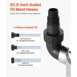 VEVOR 1 HP Submersible Sump Pump, 5500 GPH, Stainless Steel Submersible Sewage Dirty Clean Water Pump with Automatic Float Switch, Long Cord, 30 ft Max Lift, for Pools, Garden, Pond, Flooded Areas