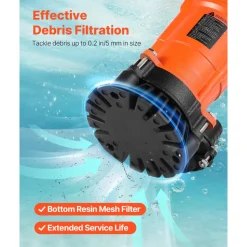 VEVOR 1/2 HP Submersible Trash Pump, 2000 GPH, 120V Cast Iron Submersible Sump Sewage Pump with 2 in Discharge, 39 ft Max Lift, Drain Dirty Clean Water, for Pools, Garden, Pond, Basement, Flooded Area