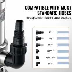 VEVOR 1HP Sump Pump, 4020GPH, 30FT Lift Stainless Steel Submersible Sludge Pump with 26FT Power Cord Automatic ON/OFF Float Switch, Drain Clean/Dirty Water for Basement Flood Pool Pond Garden Hot Tub
