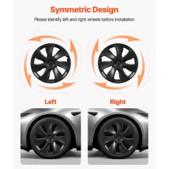 VEVOR Hubcaps Wheel Covers for 2021-2024 Tesla Model Y, 19 Inch Set of 4 Wheel Rim Cover Hubcaps OEM Style Replacement, R19 Size Snap On Car Hub Caps, Premium 7-Spoke ABS Tire Rim Caps, Matte Black