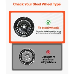 VEVOR Hubcaps Wheel Covers, 16 Inch Set of 4 Wheel Rim Cover Hubcaps OEM Replacement, R16 Size Snap On Car Hub Caps, Universal 20-Spoke ABS Tire Rim Caps for Hyundai Chevrolet Ford Honda, Gloss Black